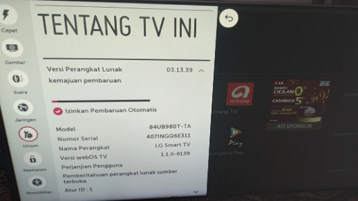 Penggantian mainboard TV LG 79 inci